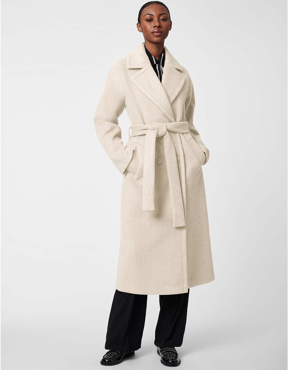 Belted offers Cream Wool Coat