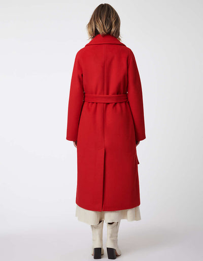 Red wool coat womens on sale