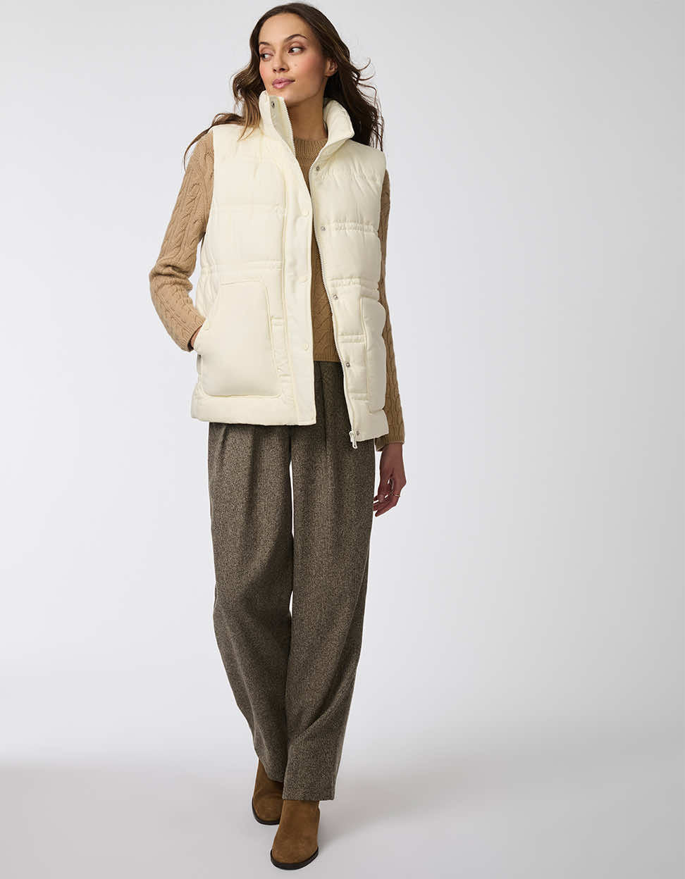 Cream puffer vest sale