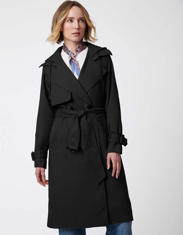 knee length cross over between a the classic trench coat and a modern rain coat for the modern woman