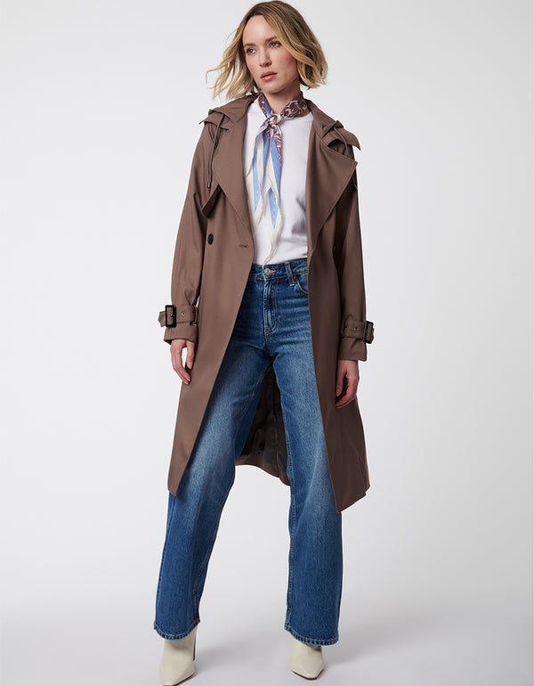 brown city friendly knee length trench coat for the on the go woman ready to brave the elements