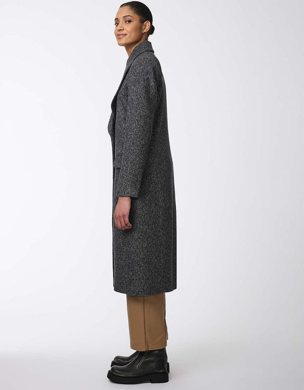 womens calf-length semi-fitted wool coat with classic design. Offers luxurious warmth and timeless style, perfect for any occasion. Combines elegance with comfort for refined outerwear