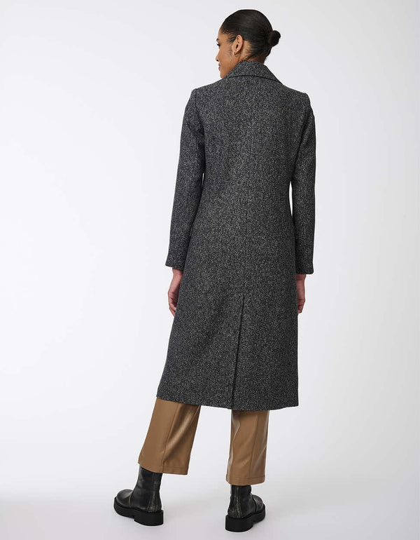 womens calf-length semi-fitted wool coat with classic design. Offers luxurious warmth and timeless style, perfect for any occasion. Combines elegance with comfort for refined outerwear