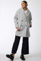 luxurious and functional double breasted and oversized heather grey wool coat for women with black buttons