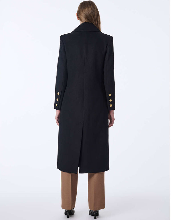 modern black wool coat perfect for layering over streetwear and making a fashionable statement in colder seasons