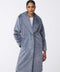 womens grey faux fur coat with a plush texture thigh length design and oversized fit for a chic cold weather outfit