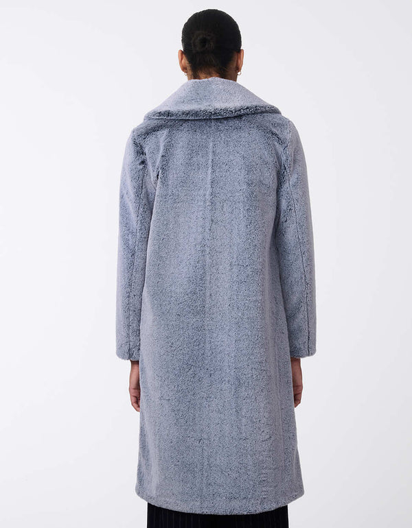 womens luxurious grey fur coat with a cozy oversized fit and sleek design ideal for both casual and elegant outfits