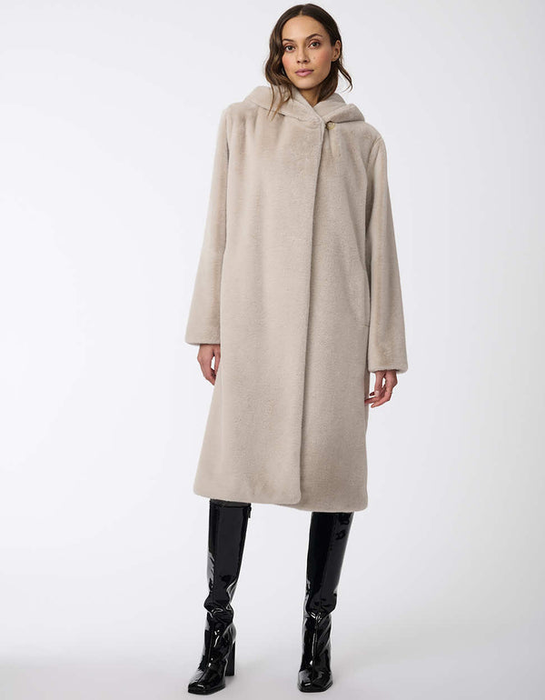 stylish womens oversized coat with faux fur and cozy hood ideal for layering and keeping warm with chic comfort