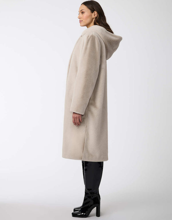 calf length oversized faux fur coat in soft mink for the urban women in need of a statement piece