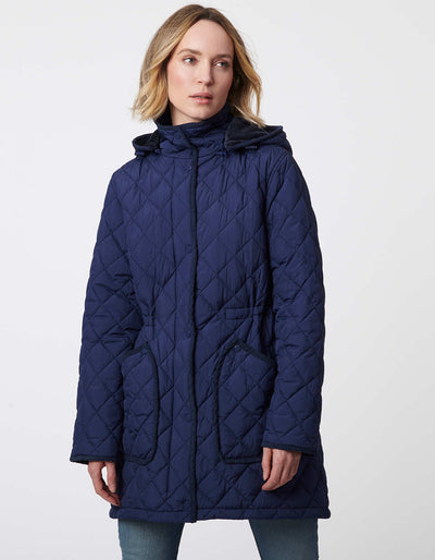 All Day Flair Quilted Puffer Jacket - Navy - Bernardo