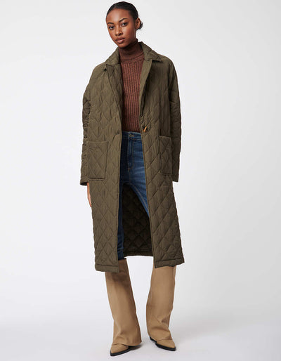 Savannah Diamond Puffer Coat Olive Bernardo