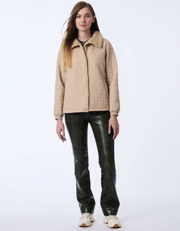 women's quilted jacket with teddy lining. A go-to style for comfort and layering.