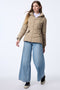 womens sustainable hip length horizon hooded puffer jacket with sleek design and recycled ecoplume insulation