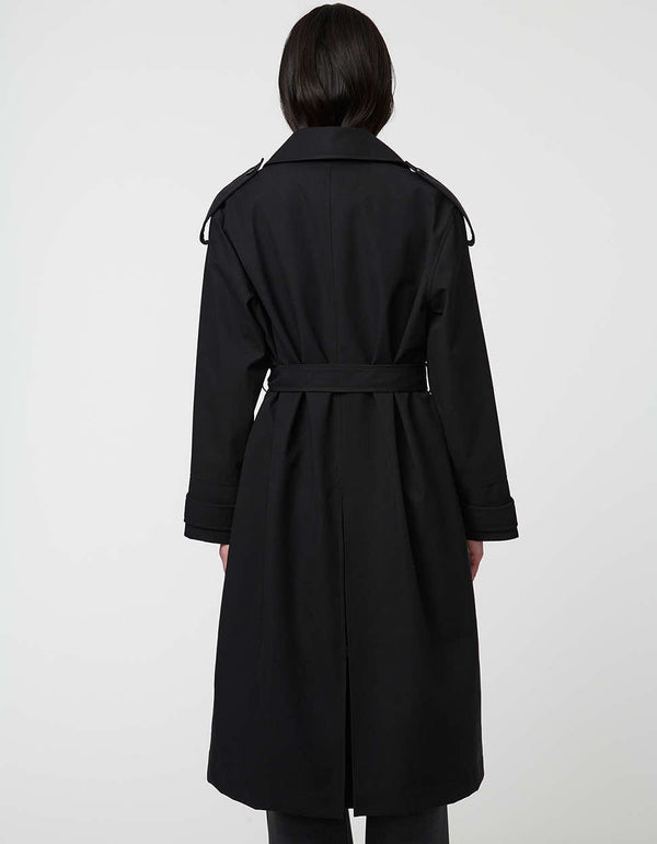 Refined Highgate Trench Coat for women with storm flap and self-belt in a wool-like fabric.