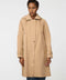 Oversized water-repellent trench coat with snap-off hood and button-flap zip closure, ideal for transitional layering.
