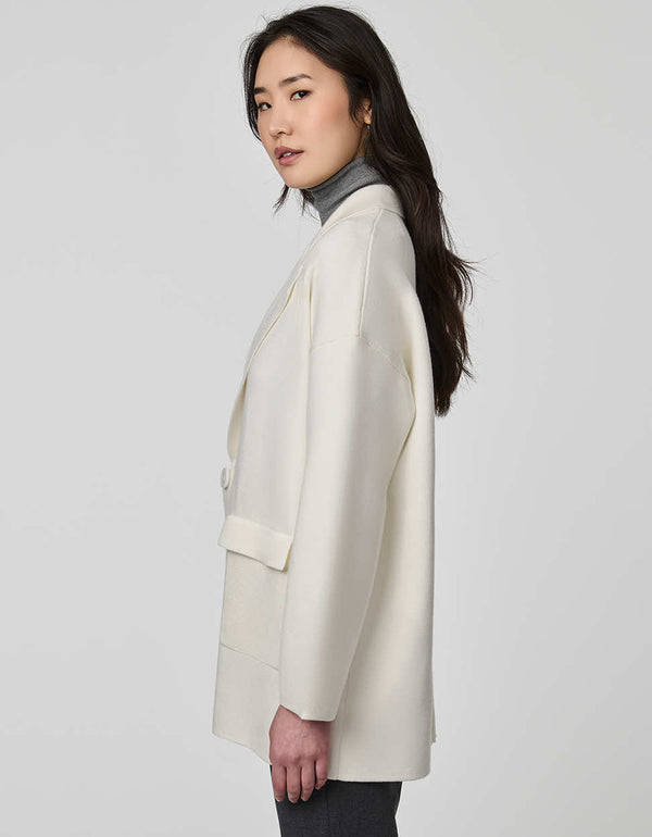 Women's Rowley Knit Blazer with soft knit finish, single-button closure, and patch pockets.