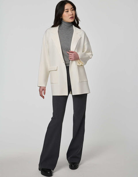 Women's Rowley Knit Blazer with soft knit finish, single-button closure, and patch pockets.