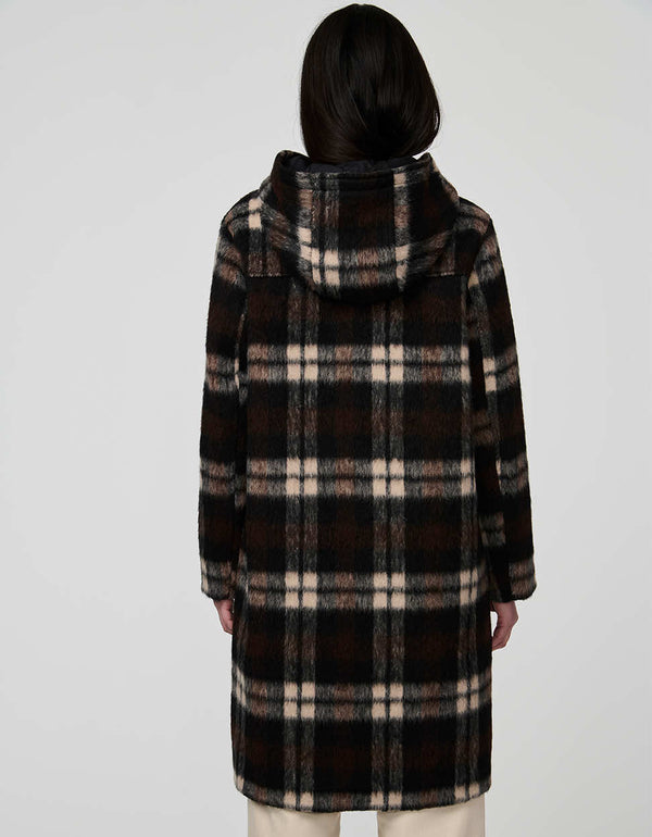Alderfield Plaid Wool Coat with Ecoplume insulation and oversized buttons in a heritage plaid.