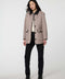 Pennlock Utility Coat for women blending wool-feel knit and faux leather with patch pockets.