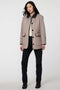 Pennlock Utility Coat for women blending wool-feel knit and faux leather with patch pockets.