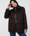 Pennlock Utility Coat for women blending wool-feel knit and faux leather with patch pockets.