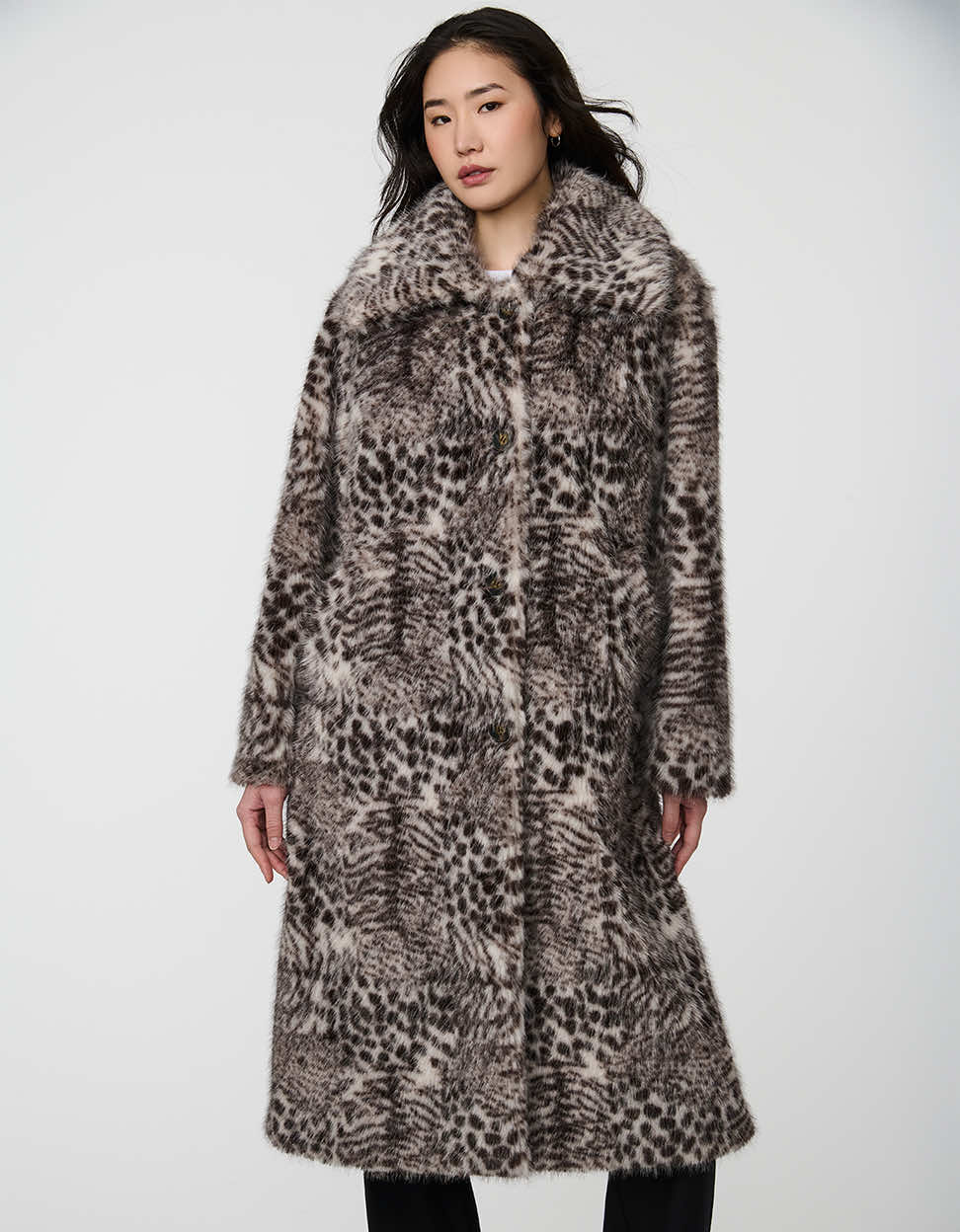 Vesper Leopard Print Faux Fur Coat
