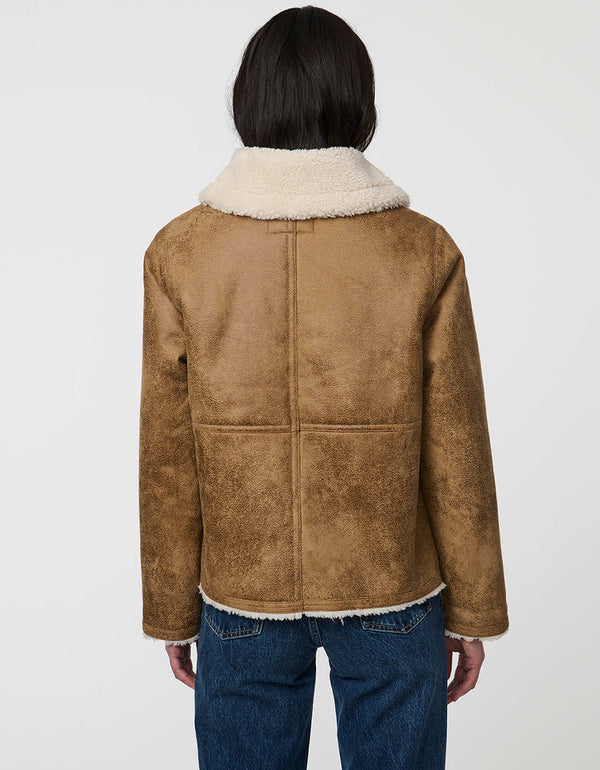 Halden Faux Suede Jacket with sherpa lining and vintage aviator design.