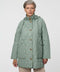 Lightweight quilted puffer jacket for women. The perfect spring layer with drawstring hood and oversized pockets,