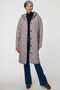 Merrick Quilted Puffer Coat with diamond quilting, welt pockets, and knee-length fit.