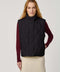 Women’s quilted puffer vest with oversized fit, funnel collar, zipper closure, and lightweight Ecoplume fill.