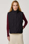 Women’s quilted puffer vest with oversized fit, funnel collar, zipper closure, and lightweight Ecoplume fill.