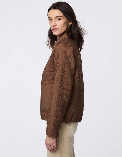 test Lightweight and endlessly versatile, the Skyline Quilted Jacket blends classic quilting with modern utility. Oversized patch pockets add a stylish touch, while the adjustable drawstring hem lets you tailor the shape—wear it relaxed and straight or cinch it for a bubble effect. A snap-front closure ensures layering is effortless, making this the perfect transitional piece to complement any outfit from day to night.
