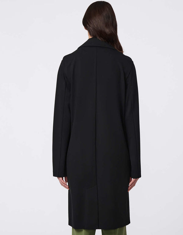 Effortless Traveler Long Jacket, a lightweight, single-button duster coat with a sleek lapel and streamlined silhouette for everyday elegance.