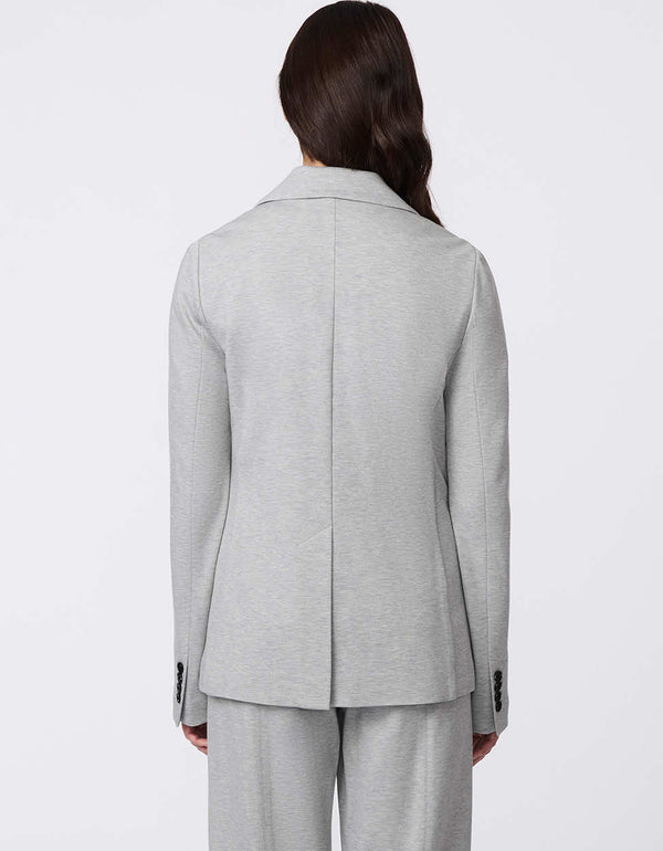 Women's Anywhere Soft Blazer, a single-button knit ponti blazer with deep patch pockets, offering structure and stretch for comfort.