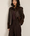Women's suede and leather barn jacket with utility pockets and stand collar in camel brown