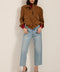 Women's genuine suede utility jacket with oversized flap pockets and stand collar in camel brown
