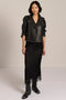 Women's genuine leather moto jacket with asymmetric zip-front closure and convertible collar