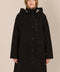 Women's black All-Weather Parka with an oversized hood, utility pockets and longline silhouette.