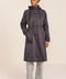 Women's water-repellent hooded raincoat with adjustable drawcord waist and patch pockets