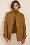 women's twill jacket with buckle collar.