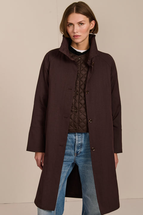 Women's two in one raincoat with removable quilted vest.