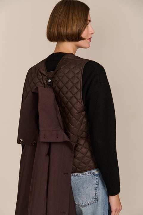 Women's two in one raincoat with removable quilted vest.