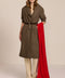 Women's brown houndstooth long coat with oversized notched collar, two-button closure and welt pockets.