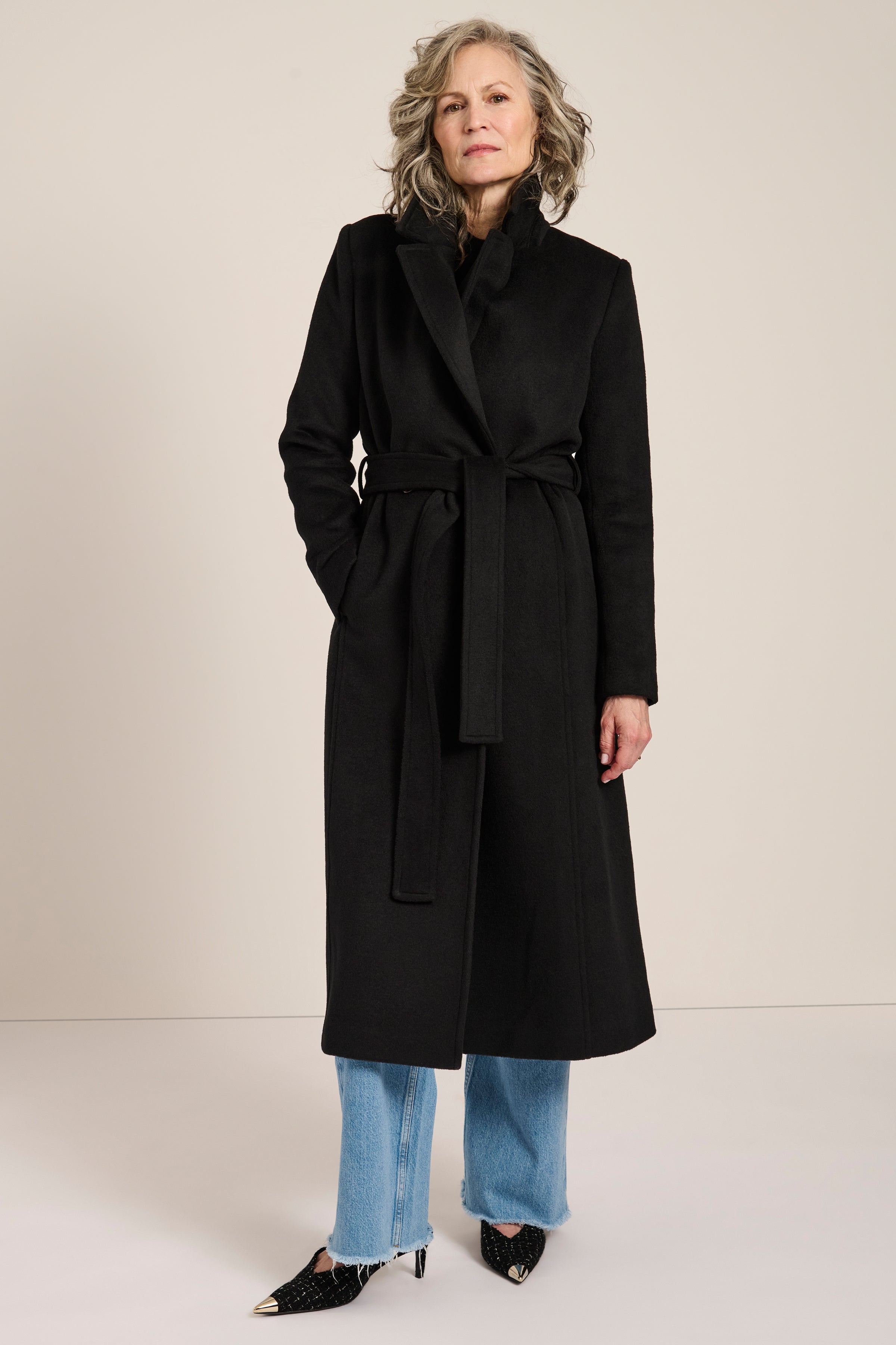 Genevieve Faux Fur Collar Belted Coat – Bernardo