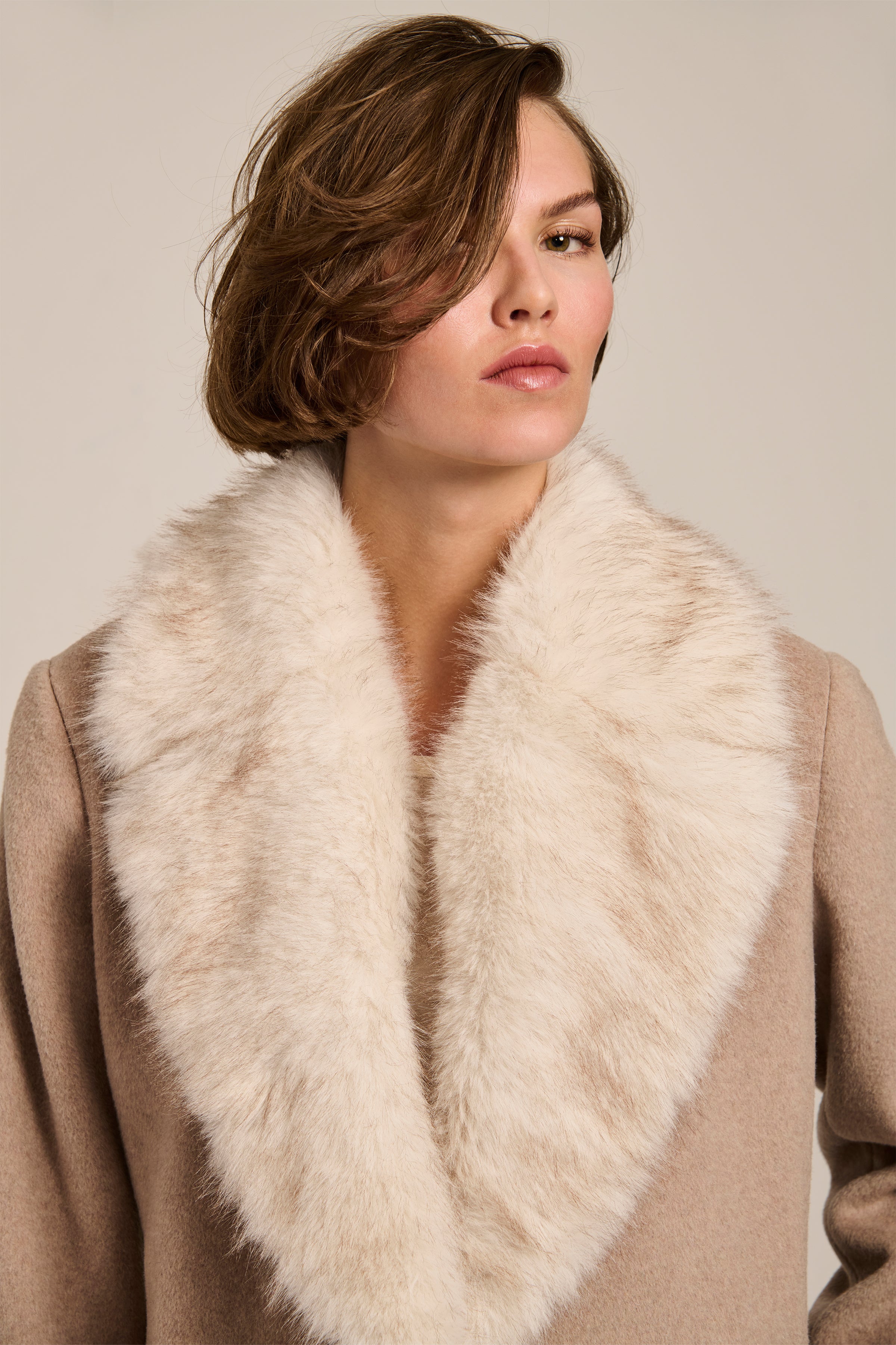 Genevieve Faux Fur Collar Belted Coat – Bernardo