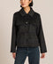 women's cropped plaid wool jacket featuring a point collar, button-front closure, and oversized flap pockets.