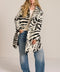 women's tiger print wool coat featuring a streamlined silhouette, pointed collar, concealed front closure and side pockets.