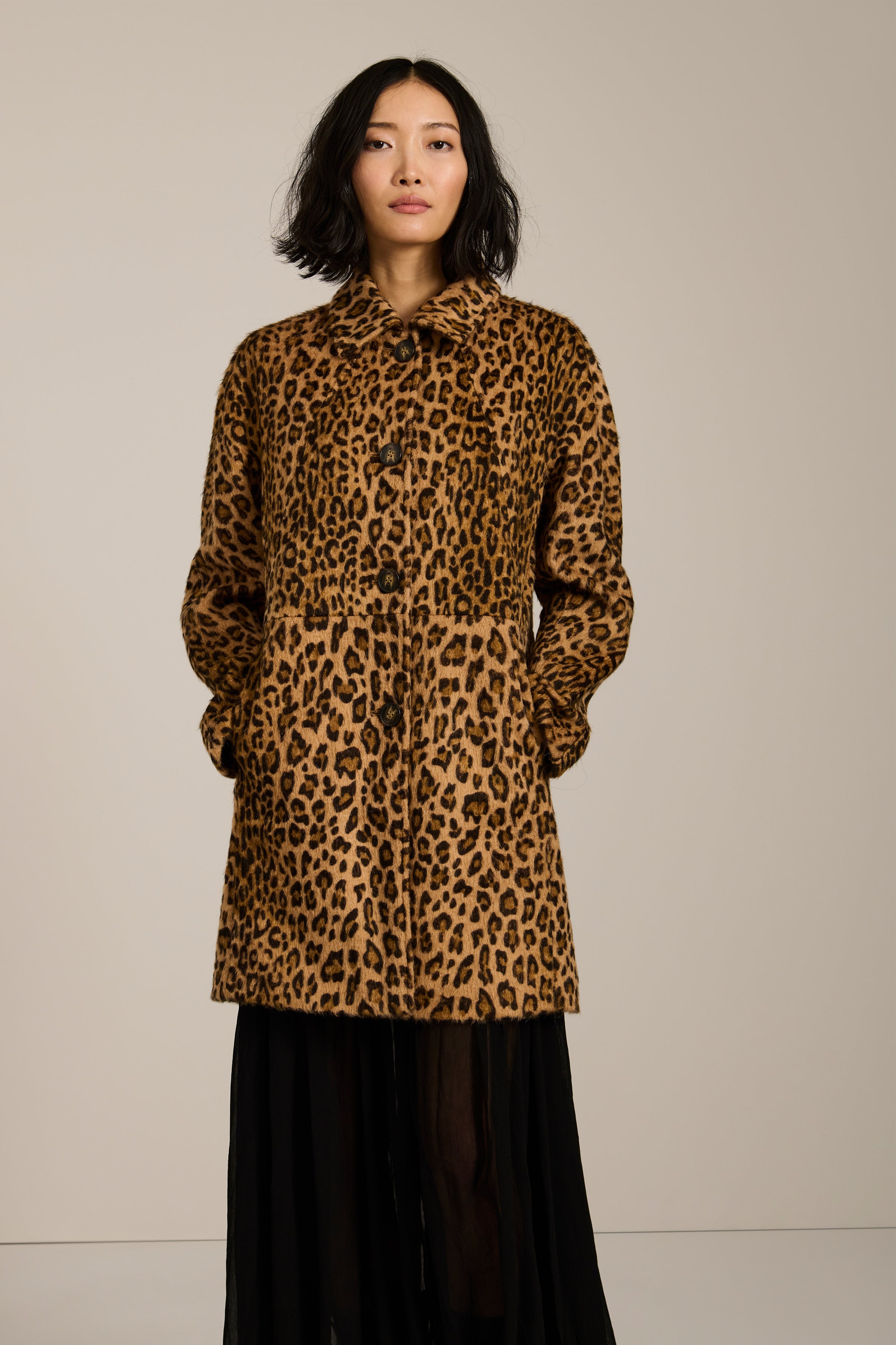 Downtown Brushed Leopard Print Coat