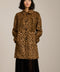 Women's brushed leopard print coat with button-front closure and oversized patch pockets
