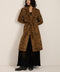 Leopard print faux fur wrap coat with notch lapels, removable self-tie belt and side seam pockets.